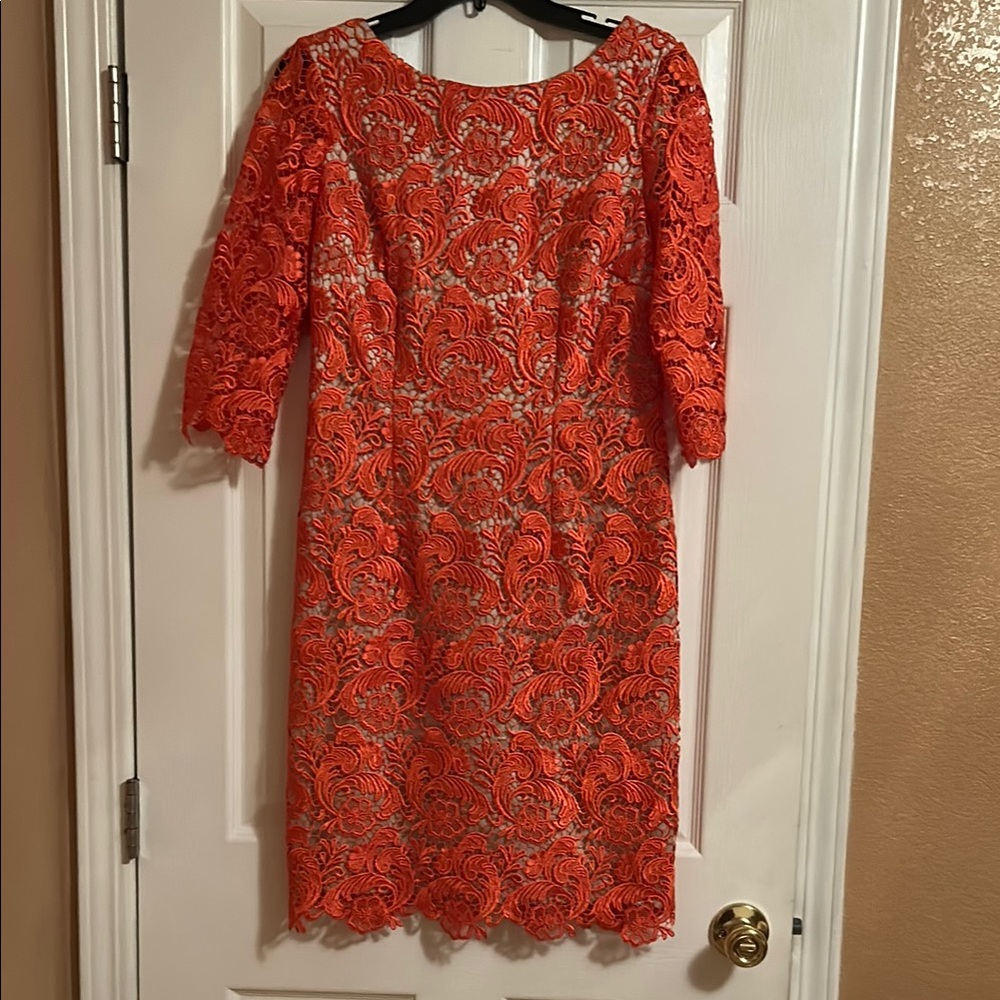 Elegant Orange Lace Dress